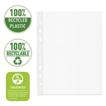 Bolsa reciclada Esselte A5, 150 x 210 mm (A5), transparente, polipropileno (PP), horizontal/vertical, topo, 0,07 mm