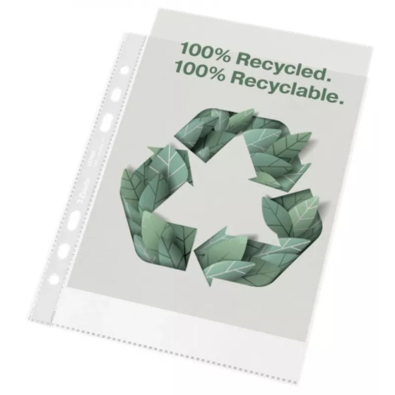 Bolsa reciclada Esselte A5, 150 x 210 mm (A5), transparente, polipropileno (PP), horizontal/vertical, topo, 0,07 mm