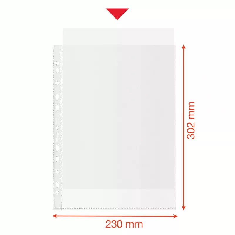 Bolsa reciclada Esselte A4, 210 x 297 mm (A4), transparente, polipropileno (PP), vertical, topo, 0,07 mm