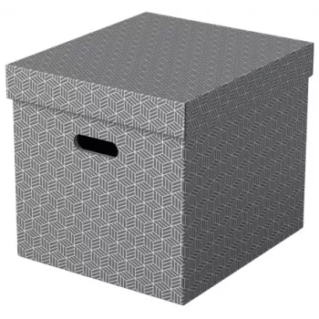 Caixa de arrumação Esselte Home Storage Box Cube, pack de 3, cartão, cinzento, 320 mm, 315 mm, 365 mm, 850 g