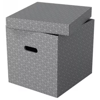 Caixa de arrumação Esselte Home Storage Box Cube, pack de 3, cartão, cinzento, 320 mm, 315 mm, 365 mm, 850 g