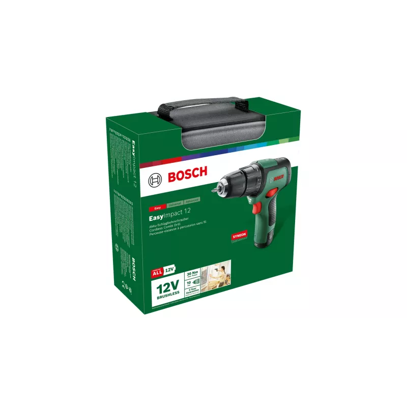 Bosch EasyImpact 12 1300 rpm sem chave 1 kg preto, verde