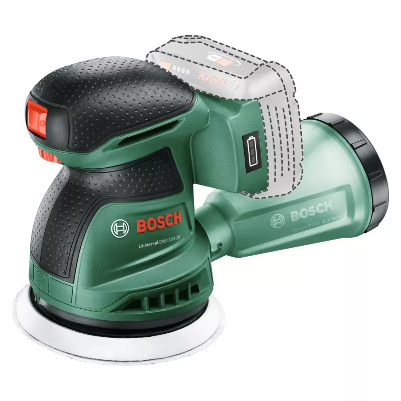 Bosch UniversalOrbit 18V-20 (BareTool), lixadora excêntrica, orbital, verde, Alemanha, bateria, 18 V