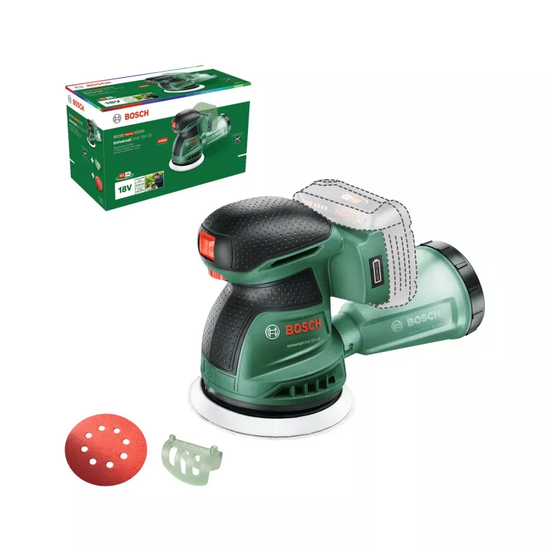 Bosch UniversalOrbit 18V-20 (BareTool), lixadora excêntrica, orbital, verde, Alemanha, bateria, 18 V