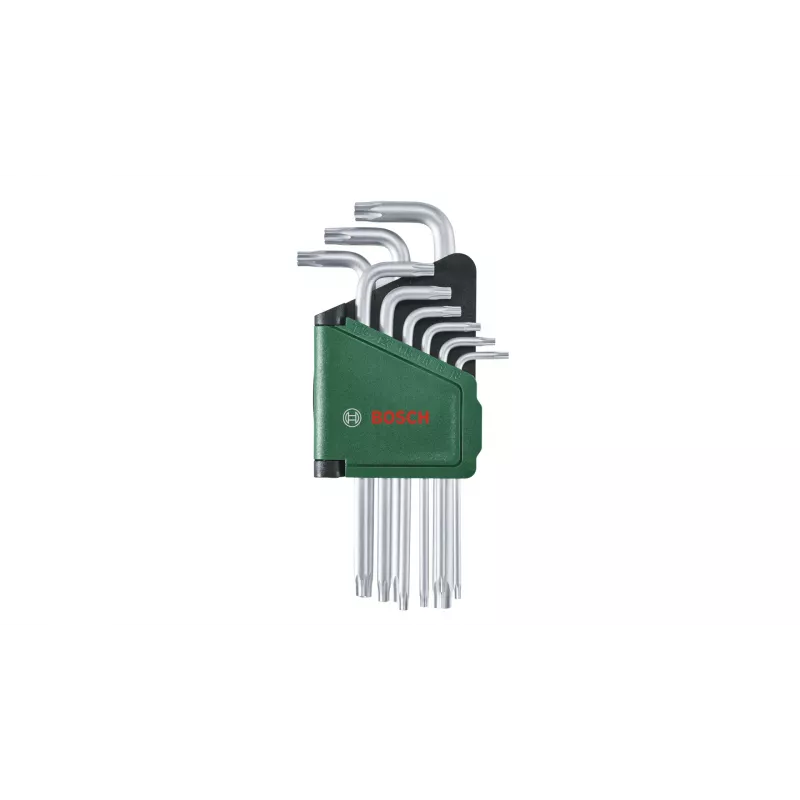 Bosch 1 600 A02 Z9C, Conjunto de chaves L-Torx, TX10, TX15, TX20, TX25, TX27, TX30, TX40, TX8, TX9, verde, prateado, aço, plástico, 69 mm