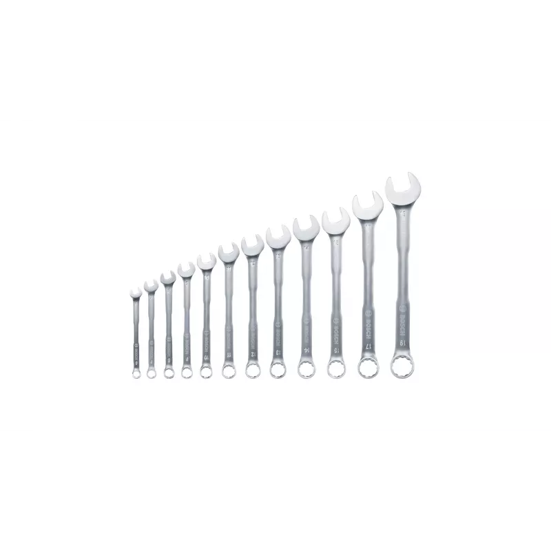 Bosch 1 600 A02 Z9D, 6,7,8,9,10,11,12,13,14,15,17,19 mm, aço inoxidável, aço cromo-vanádio, acetinado, 12 unid.