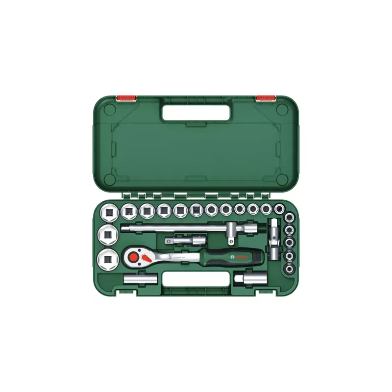 Bosch 1600A02Z9F conjunto de roquete e chaves de caixa de 1/2 in, 25 un., verde