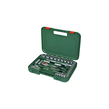 Bosch 1600A02Z9G 1/2 + 1/4 conjunto de roquete e chaves de caixa, 56 un., verde