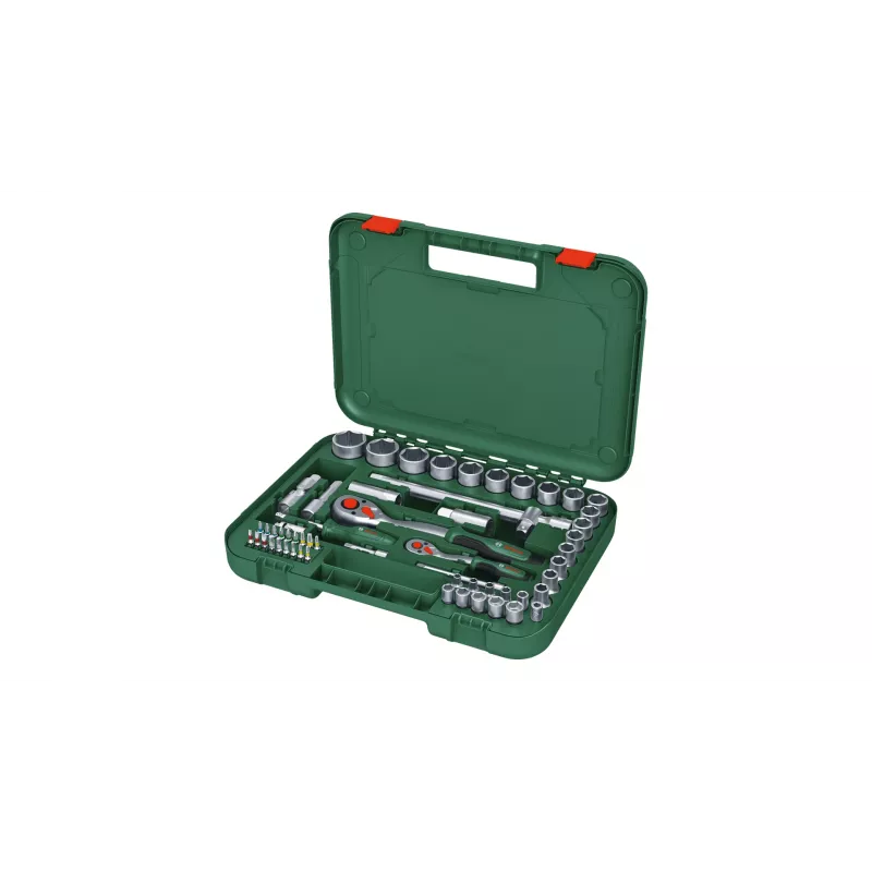 Bosch 1600A02Z9G 1/2 + 1/4 conjunto de roquete e chaves de caixa, 56 un., verde