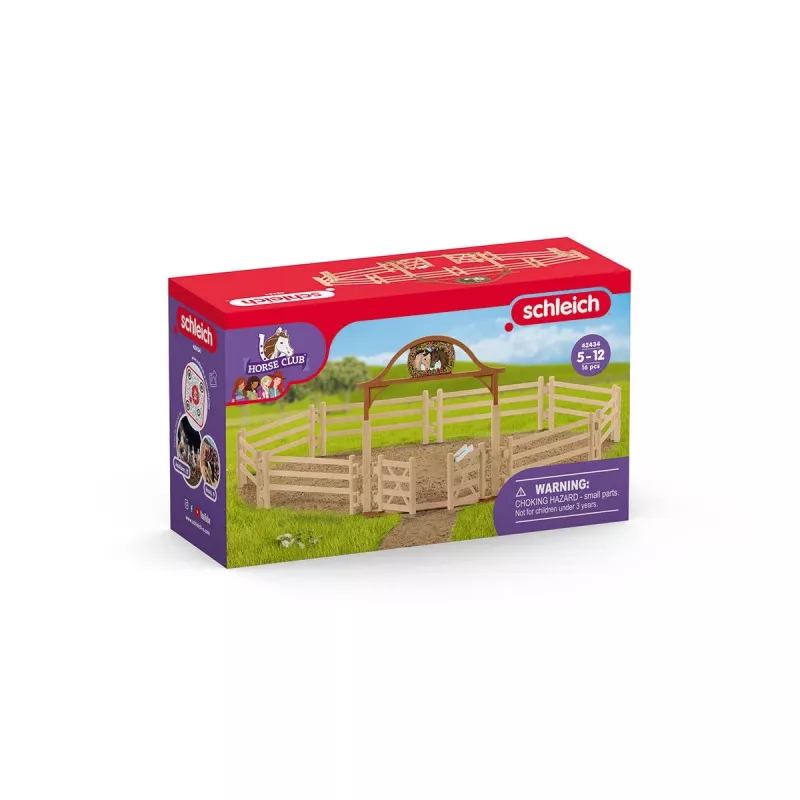 schleich HORSE CLUB Paddock com portão de entrada, Cerca de figuras de brincar, 5 ano(s), Estábulo de cavalos, Cavalos, Bege, Castanho