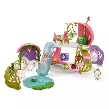 schleich BAYALA Casa das flores brilhante com unicórnios, Lago e estábulo