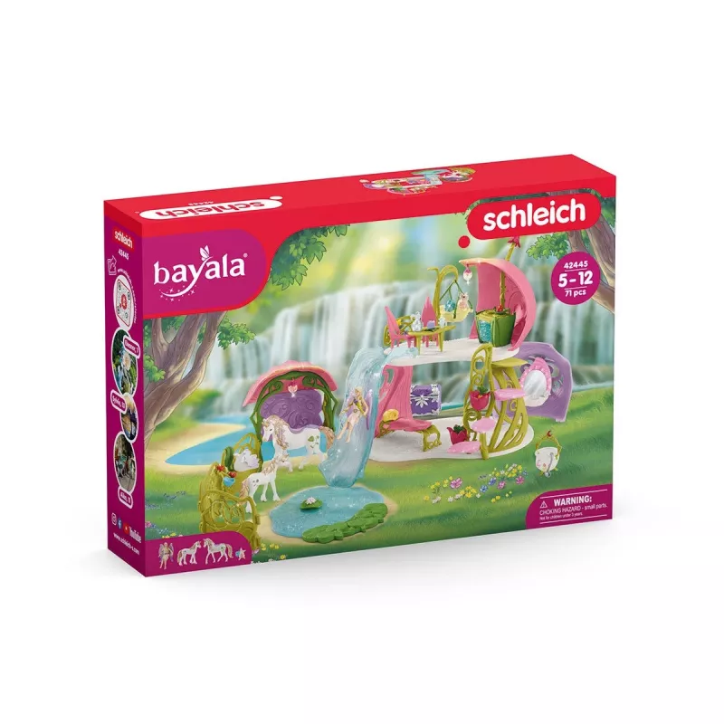 schleich BAYALA Casa das flores brilhante com unicórnios, Lago e estábulo