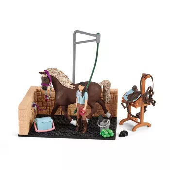 schleich HORSE CLUB Local de lavagem com Emily & Luna, Animal, Estábulo de cavalos, Cavalos, 5 ano(s), Multicolor, Plástico