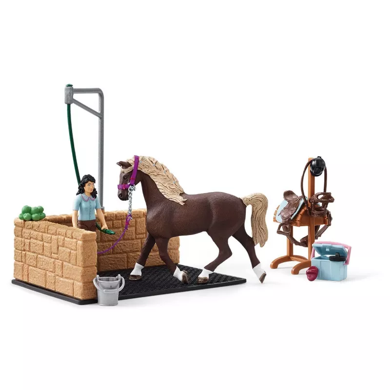 schleich HORSE CLUB Local de lavagem com Emily & Luna, Animal, Estábulo de cavalos, Cavalos, 5 ano(s), Multicolor, Plástico