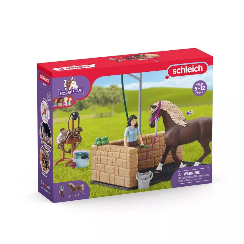 schleich HORSE CLUB Local de lavagem com Emily & Luna, Animal, Estábulo de cavalos, Cavalos, 5 ano(s), Multicolor, Plástico