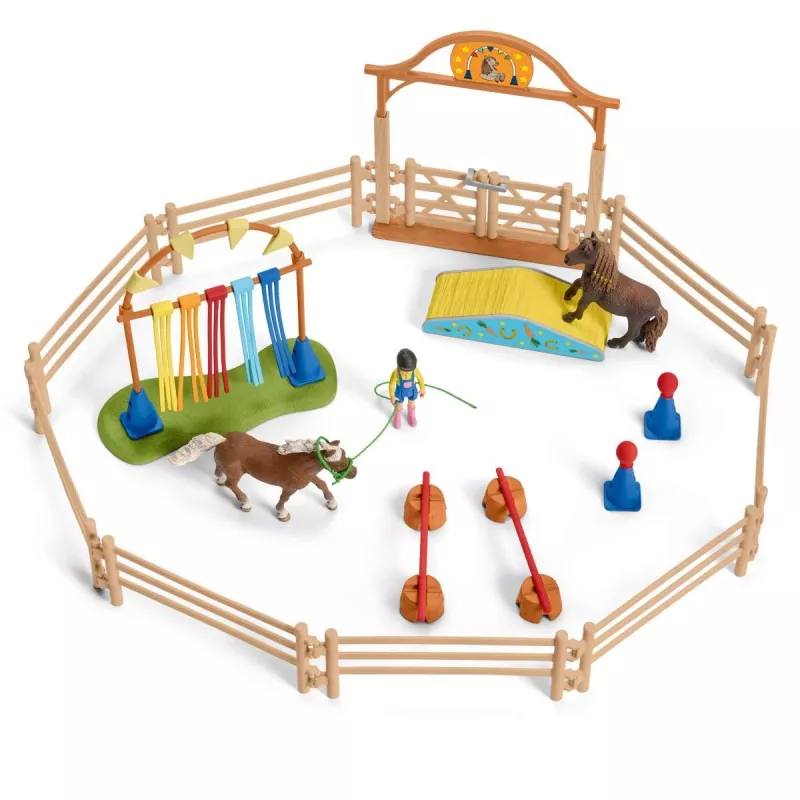 schleich Treino de agilidade para póneis, Agilidade, Animais da quinta/Brinquedo de quinta, 3 ano(s), Multicolor, Plástico