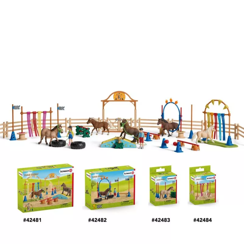 schleich Treino de agilidade para póneis, Agilidade, Animais da quinta/Brinquedo de quinta, 3 ano(s), Multicolor, Plástico