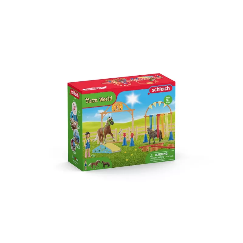 schleich Treino de agilidade para póneis, Agilidade, Animais da quinta/Brinquedo de quinta, 3 ano(s), Multicolor, Plástico