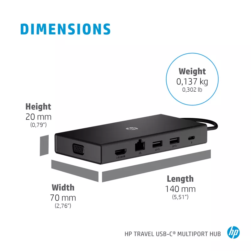 HP 65W fonte de alimentação de viagem USB-C fina, portátil, universal, 90 V, 47 - 63 Hz, 65 W, 20 V