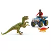 conjunto de brincar Schleich Dinosaurs quad fugir do velociraptor