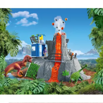 animal Schleich Dinosaurs base de acampamento da expedição ao vulcão multicolor 42564