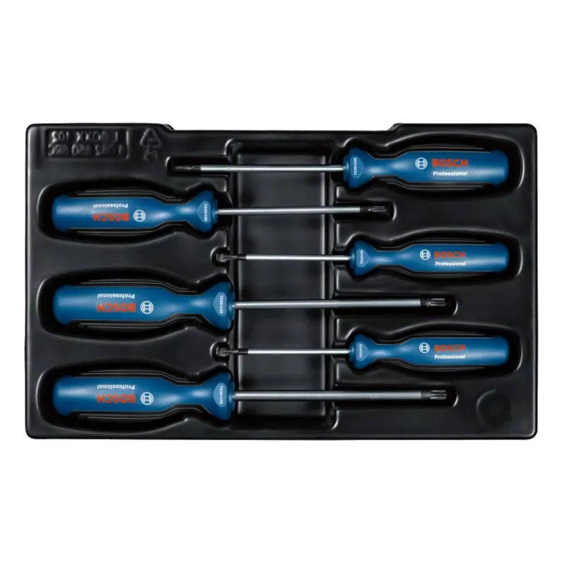 Conjunto Bosch com 6 chaves de fendas Torx profissionais Chave de fendas reta