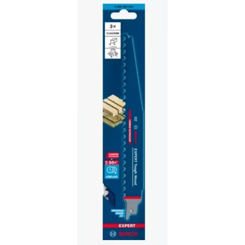 Bosch Expert 2 608 900 404 Lâmina de serra de vaivém/serra de rolo/serra de sabre Carbide 3 unid.