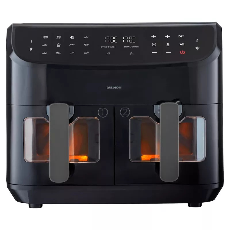 MEDION LIFE P20 Double 8,7 L 2600 W fritadeira de ar quente preto
