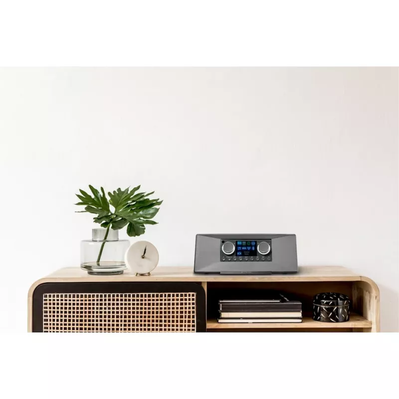 Rádio Internet MEDION LIFE P85333 — DAB+ / FM, 12 W RMS, TFT 2,8 polegadas, Wi‑Fi 802.11a/b/g, jack 3,5 mm, cinzento