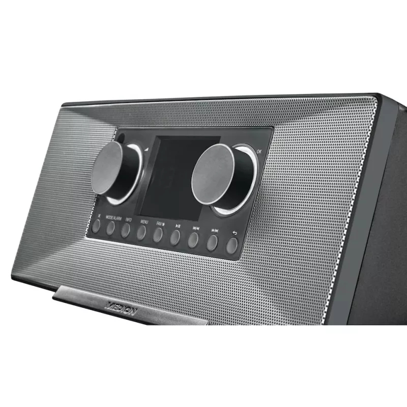 Rádio Internet MEDION LIFE P85333 — DAB+ / FM, 12 W RMS, TFT 2,8 polegadas, Wi‑Fi 802.11a/b/g, jack 3,5 mm, cinzento