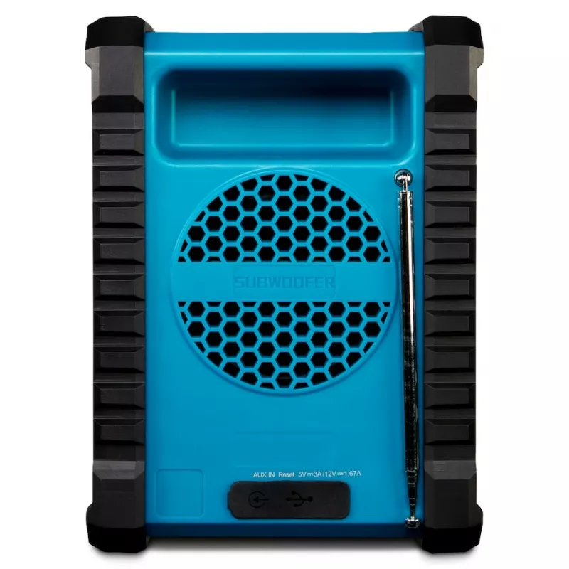 Rádio digital portátil MEDION LIFE E65895 (MD 43895) — sintonizador PLL, 10 W RMS, LCD, Bluetooth 10 m, IP54, antena externa, preto/azul