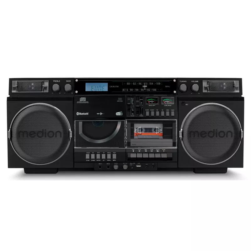 Sistema de música MEDION LIFE P66538 — 20 W, altifalantes de 2 vias, DAB+/FM/PLL, Bluetooth, ecrã LCD, preto
