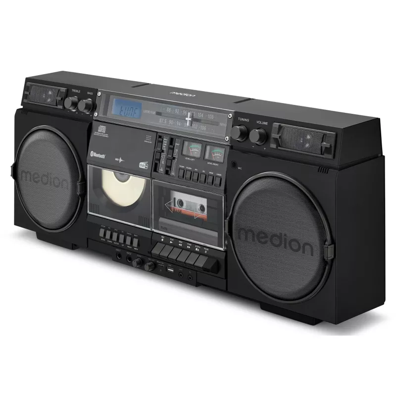 Sistema de música MEDION LIFE P66538 — 20 W, altifalantes de 2 vias, DAB+/FM/PLL, Bluetooth, ecrã LCD, preto