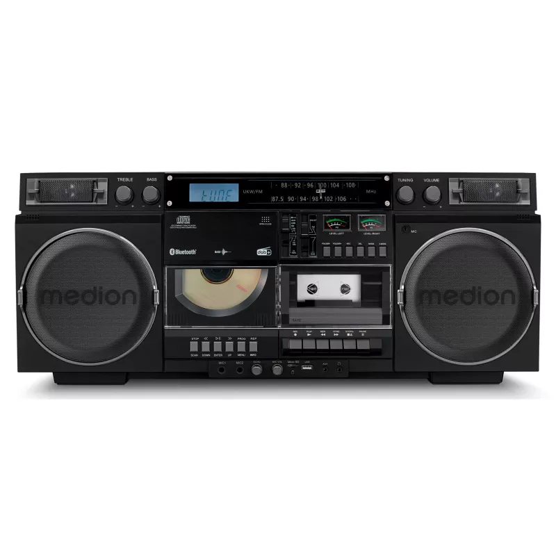 Sistema de música MEDION LIFE P66538 — 20 W, altifalantes de 2 vias, DAB+/FM/PLL, Bluetooth, ecrã LCD, preto