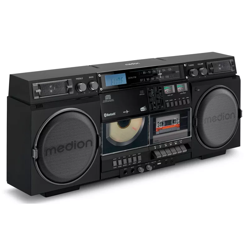 Sistema de música MEDION LIFE P66538 — 20 W, altifalantes de 2 vias, DAB+/FM/PLL, Bluetooth, ecrã LCD, preto