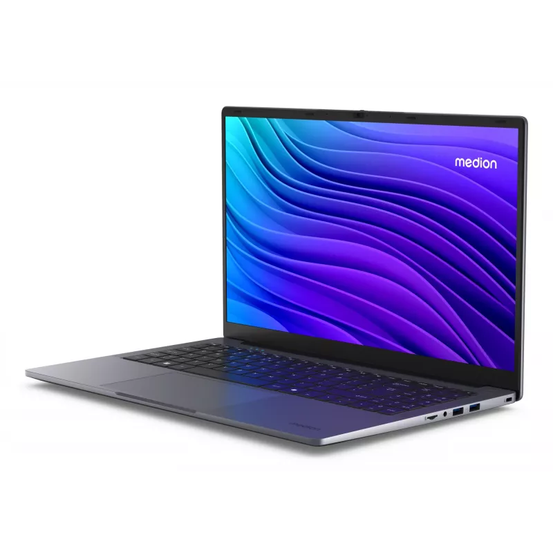 MEDION AKOYA E15223 Intel® N N100 Portátil 39,6 cm (15,6 inch) Full HD 4 GB LPDDR5-SDRAM 128 GB Flash Wi-Fi 5 (802.11ac) Windows 11 Home em modo S inglês dos EUA cinzento