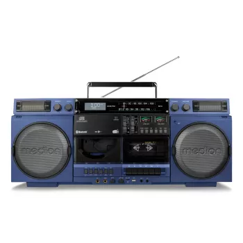 MEDION LIFE P66538 20 W Sistema de áudio compacto azul — 20 W RMS, altifalantes de 2 vias, DAB+/PLL, Bluetooth 10 m, leitor de discos frontal