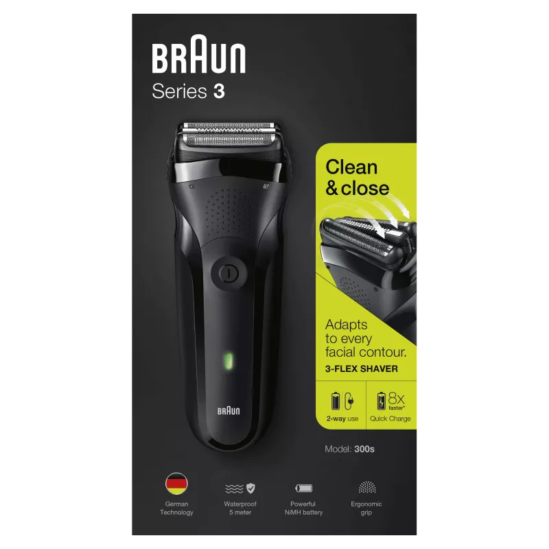 Braun Series 3 300s máquina de barbear de lâmina aparador preto