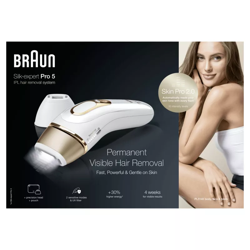 Braun Silk-expert Pro Silk·expert Pro 5 PL5140 luz pulsada intensa (IPL) dourado, branco