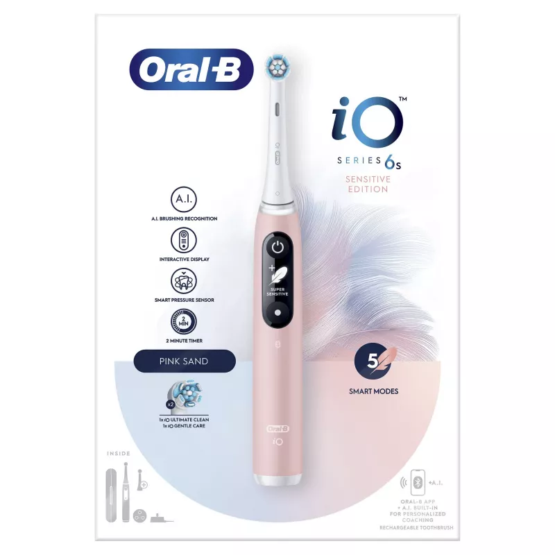 Oral-B iO 6S escova de dentes vibratória para adulto rosa, branco