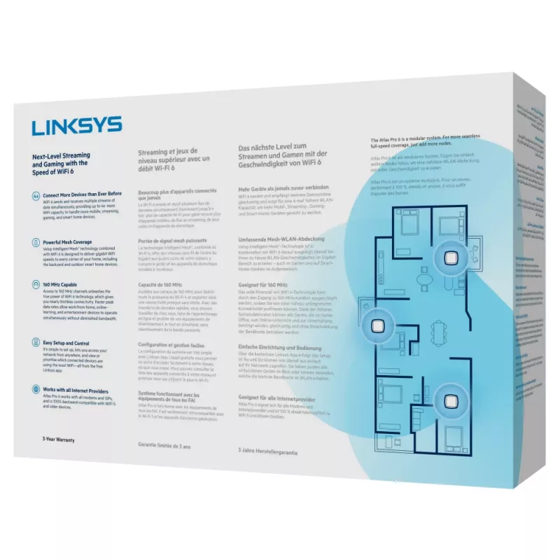 Linksys AX5400 Whole Home Mesh WiFi 6 Sistema Dual-Band, pack de 2