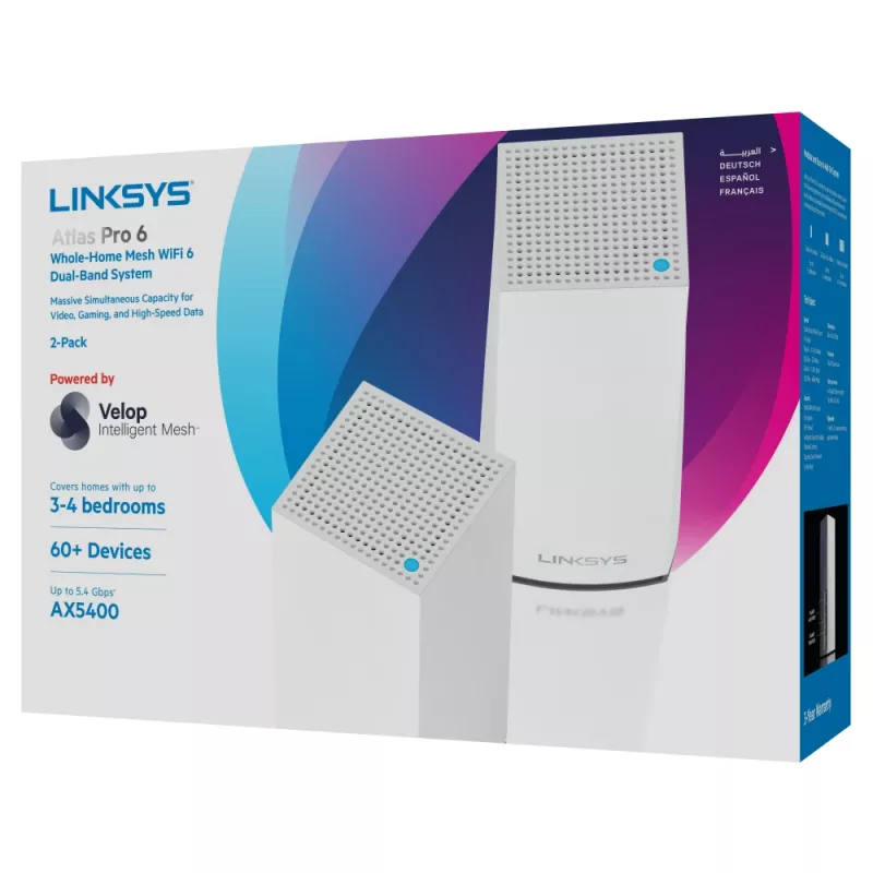 Linksys AX5400 Whole Home Mesh WiFi 6 Sistema Dual-Band, pack de 2