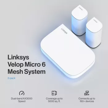 Linksys Velop Micro 6 Sistema mesh – Dual-Band WiFi 6 AX3000 (pack de 3)