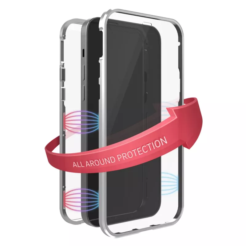 Hama 360° Glass capa para telemóvel com tampa prateado transparente para iPhone 14 Pro