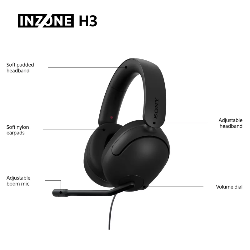 Headset com fios over-ear Sony INZONE H3 – preto, modelo MDRG300B.CE7