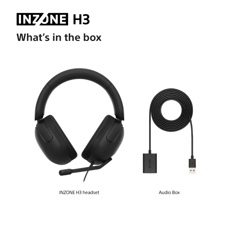Headset com fios over-ear Sony INZONE H3 – preto, modelo MDRG300B.CE7