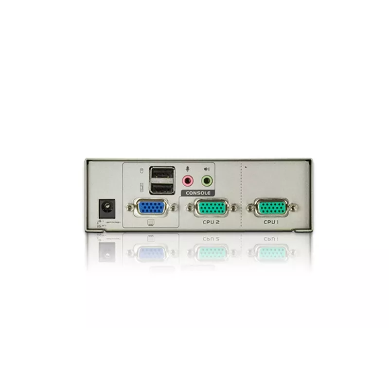 KVM USB VGA ATEN de 2 portas com áudio (cabo KVM incluído), 2048 x 1536 píxeis, QXGA, 0,142 W, cinzento