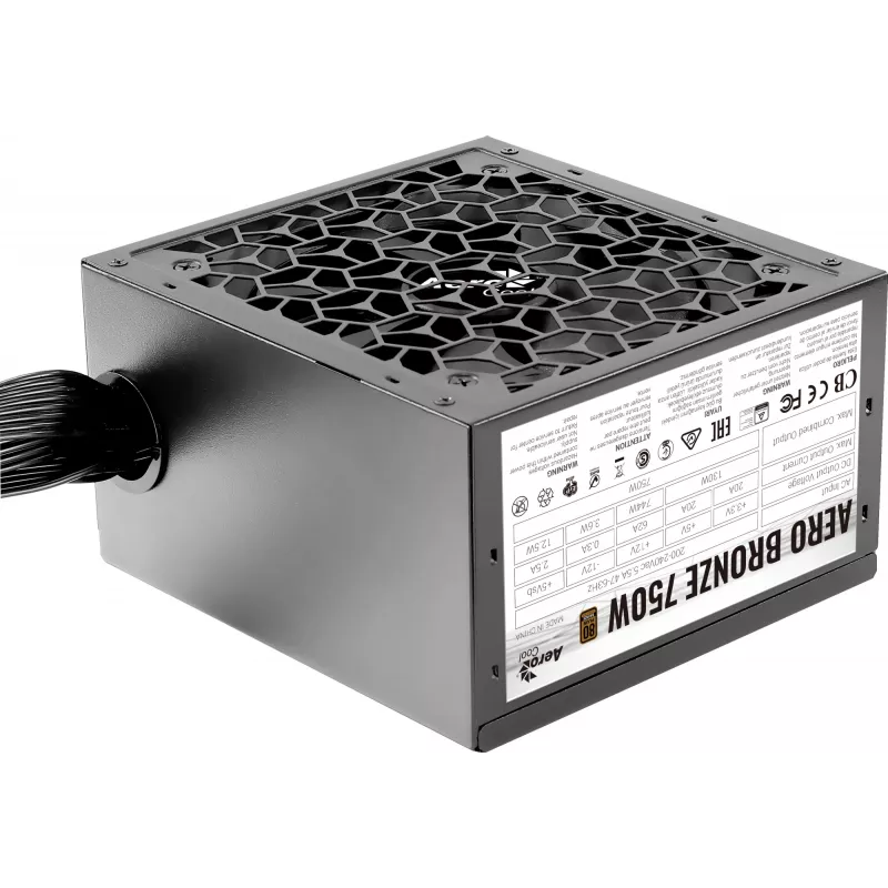 Fonte de alimentação para PC AEROCOOL AEROB750 750W 80 PLUS Bronze não modular 230V Silent preto