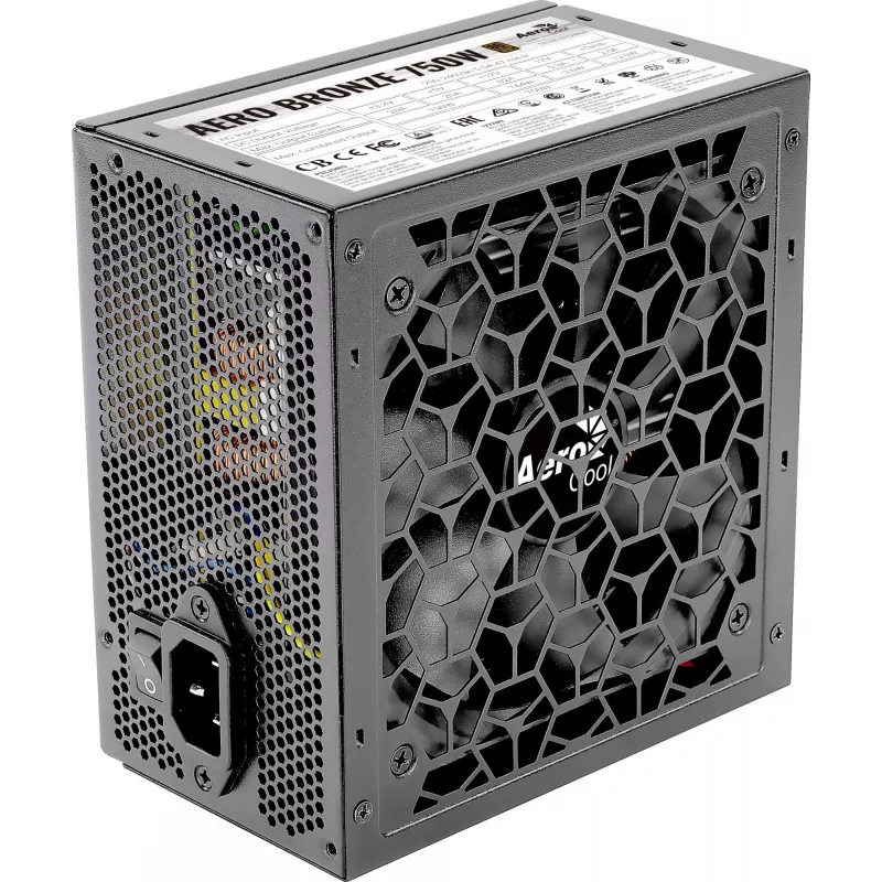 Fonte de alimentação para PC AEROCOOL AEROB750 750W 80 PLUS Bronze não modular 230V Silent preto