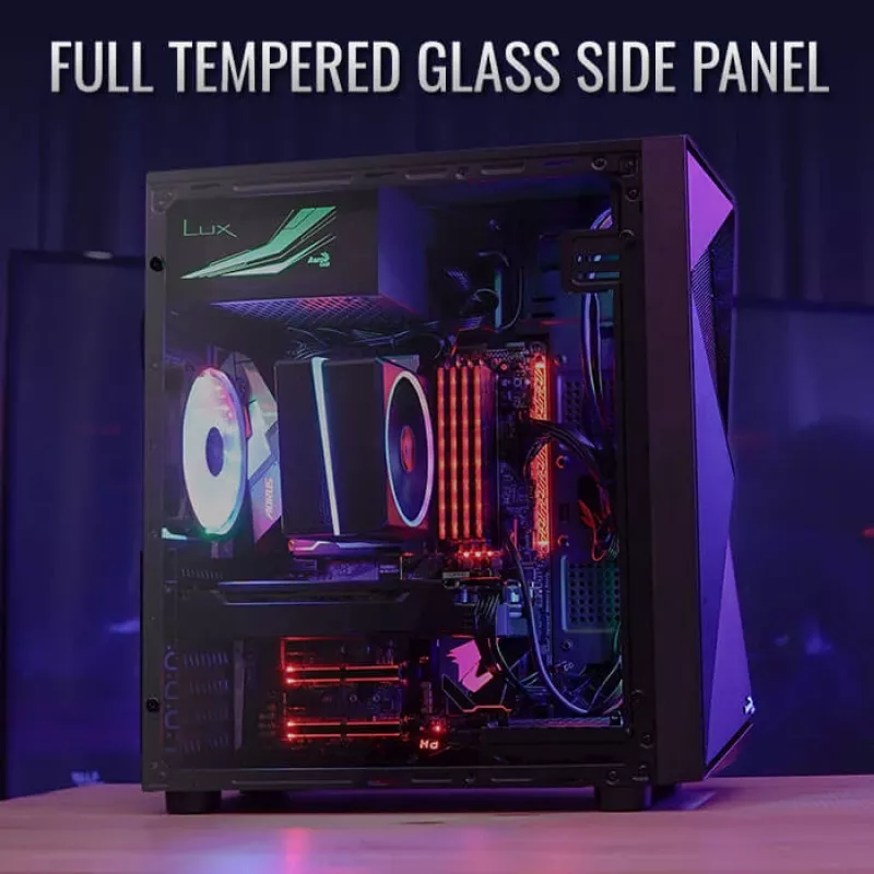 Aerocool Glider vidro temperado preto